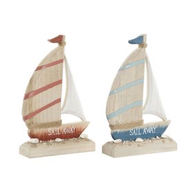 Figurine Décorative Home ESPRIT Bleu Rouge Naturel Voilier 15 x 4