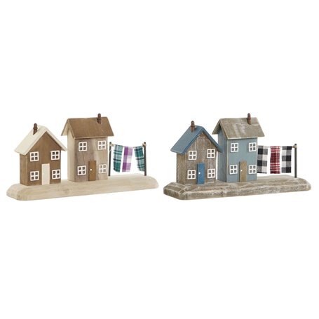 Figurine Décorative Home ESPRIT Bleu Rouge Multicouleur Maisons 25