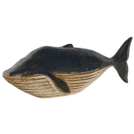 Figurine Décorative Home ESPRIT Blanc Blue marine Baleine 40 x 7 x 12 cm