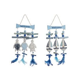 Décoration Suspendue Home ESPRIT Bleu Blanc méditerranéen 26 x 2 x 47 cm (2 Unités)