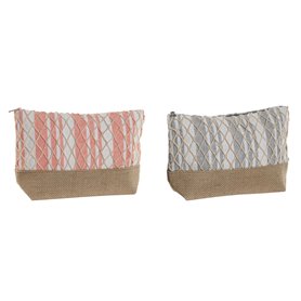 Nécessaire de Voyage Home ESPRIT Gris Corail 25 x 7 x 15 cm (2 Unités)