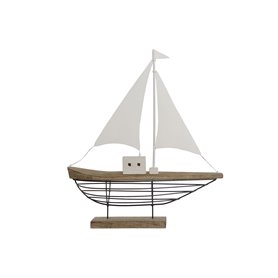 Figurine Décorative Home ESPRIT Blanc Naturel Voilier Marin Finition vieillie 54 x 15 x 61