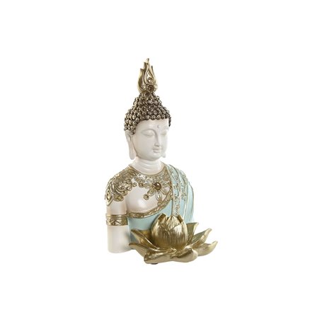 Figurine Décorative Home ESPRIT Turquoise Doré Buda Oriental 12 x 12 x 22 cm