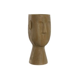 Vase Home ESPRIT Marron Résine Visage 15 x 15 x 31 cm