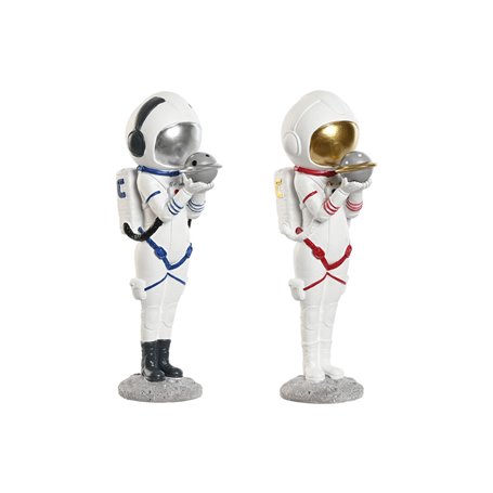 Figurine Décorative Home ESPRIT Bleu Blanc Rouge Doré Femme Astronaute 11 x 7 x 25 cm (2 Unités)