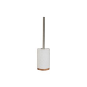 Brosse de salle de wc Home ESPRIT Blanc Argenté Naturel Résine Bambou 9 x 9 x 37 cm