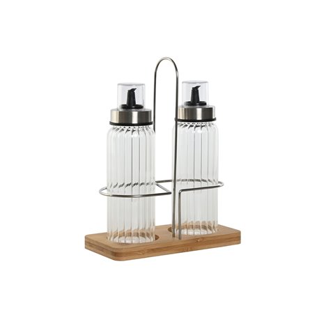 Ensemble salière et poivrier Home ESPRIT Transparent Naturel Bambou Verre 18