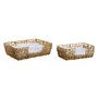 Lit pour animal domestique Home ESPRIT Blanc Marron Clair Métal rotin synthétique 50 x 35 x 14 cm (2 Pièces)