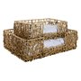 Lit pour animal domestique Home ESPRIT Blanc Marron Clair Métal rotin synthétique 50 x 35 x 14 cm (2 Pièces)