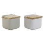 Salière avec couvercle Home ESPRIT Blanc Beige Naturel Bambou Dolomite 15 x 12 x 11 cm (2 Unités)