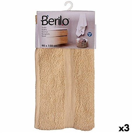 Serviette de toilette 90 x 150 cm Crème (3 Unités)