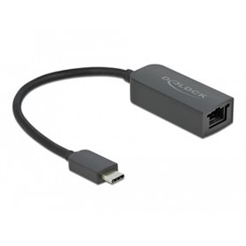 DeLOCK 66645 changeur de genre de câble USB Type-C LAN RJ45 Noir