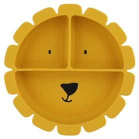 Assiette avec ventouse en silicone et compartiments - Mr. Lion