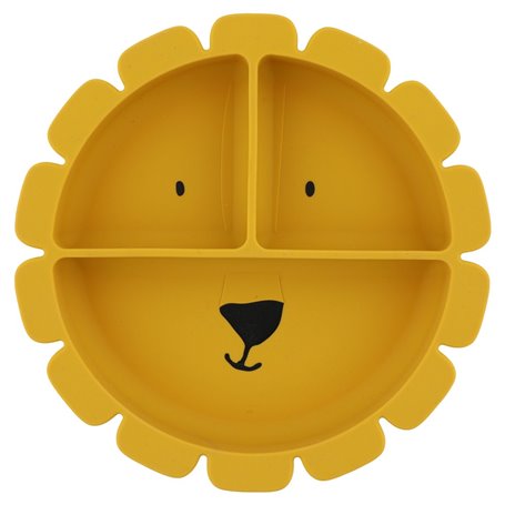 Assiette avec ventouse en silicone et compartiments - Mr. Lion