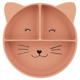 Assiette avec ventouse en silicone et compartiments - Mrs. Cat