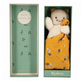 Doudou Carre douceur Chat jaune - 18 cm