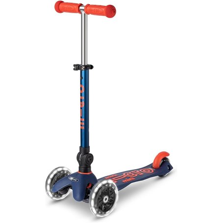 Trottinette 3 Roues Mini Micro Deluxe Bleu Marine Pliable LED