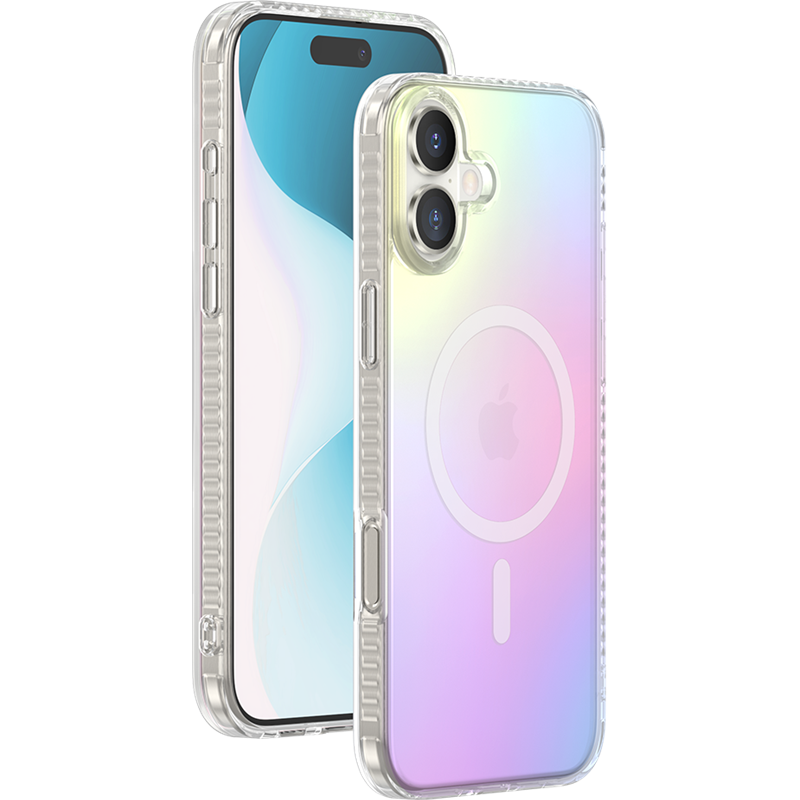 Coque iPhone 16 Plus Compatible MagSafe Semi-transparente Irisée Bigben