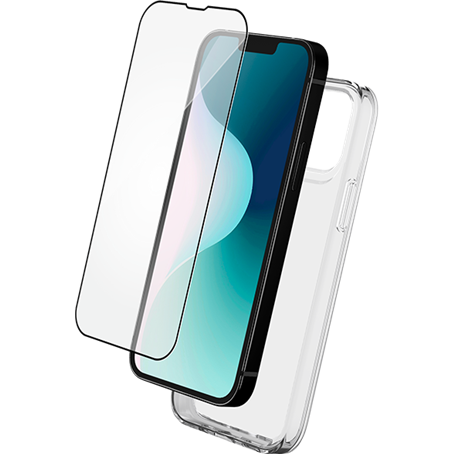 Pack iPhone 16 Pro Accessoires Coque Transparente + Verre trempé + SmartFrame - 60% verre recyclé Bigben