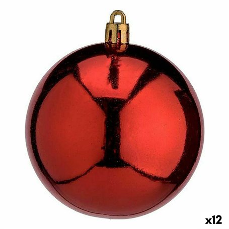 Lot de boules de Noël Rouge Plastique Ø 8 cm (12 Unités)