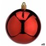 Lot de boules de Noël Rouge Plastique Ø 8 cm (12 Unités)