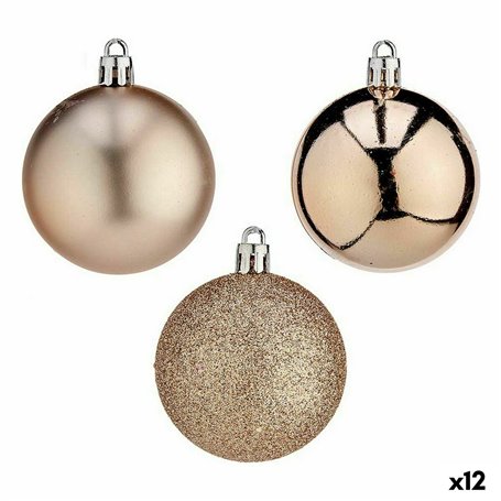 Lot de boules de Noël champagne Plastique Ø 6 cm (12 Unités)