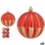 Lot de boules de Noël Rayures Rouge Doré PVC (6 Unités)