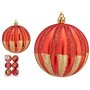 Lot de boules de Noël Rayures Rouge Doré PVC (6 Unités)