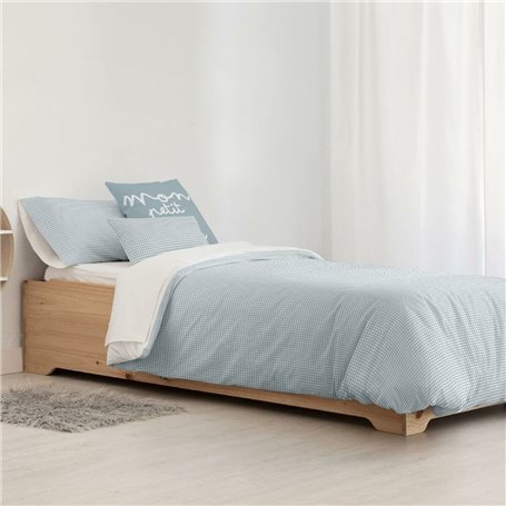 Housse de Couette Kids&Cotton Vichy Bleu 175 Fils 155 x 220 cm