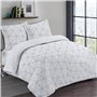 VISION Parure de couette Hugo - 100% coton - 1 housse de couette 200 x 200 cm + 2 taies d'oreiller 65 x 65 cm - Blanc