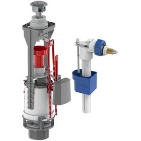 Kit Mécanisme Poussoir NF + Robinet Flotteur NF - EDOUARD ROUSSEAU - Chromé