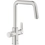 Robinet filtrant de cuisine - Supersteel - Filtration de l'eau - Bec haut en U - Rotation 150° - GROHE Blue Pure Start - 30595DC