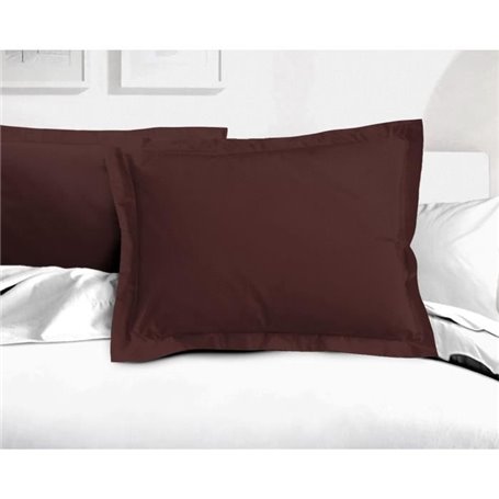 Lot de 2 taies d'oreiller - LOVELY HOME - LH71587 - 60 x 80 cm - Marron