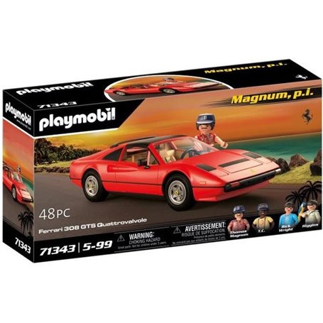 PLAYMOBIL - Voiture de collection Magnum Ferrari 308GTS - Classic Cars - 48 pieces