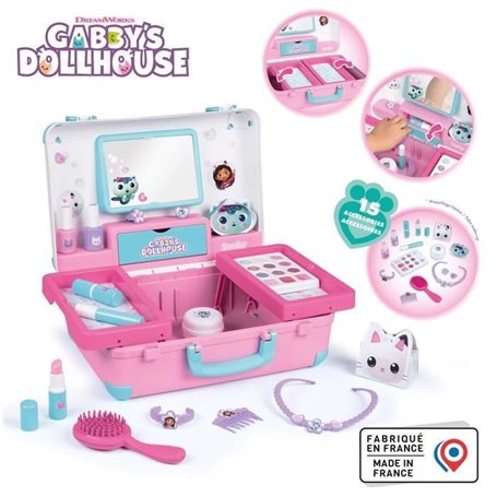 Smoby - Gabby et la Maison Magique - Valise beauté  facile a transporter - 13 accessoires inclus : coiffure