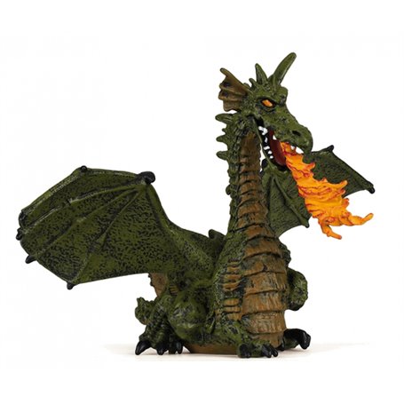 39025 Dragon ailé vert avec flamme