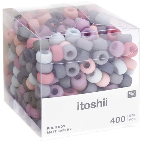 Itoshii pack 400 perles Ponii beads - couleur de la terre mat