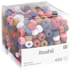 Itoshii pack 400 perles Ponii beads - couleur de la terre mat sombre