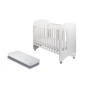 Lit Bébé pour Matelas 60x120-Lovely-Blanc avec Matelas