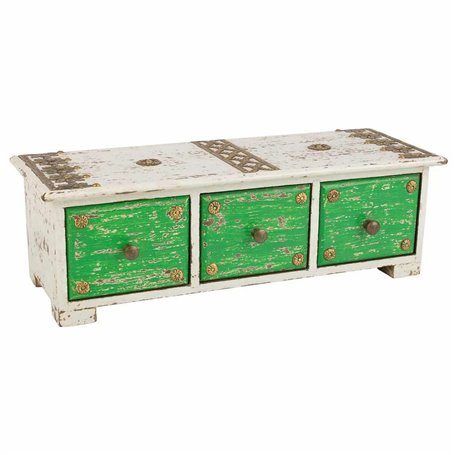 Boîte à bijoux Alexandra House Living Blanc Vert Laiton Bois MDF 15 x 10 x 36 cm 3 tiroirs