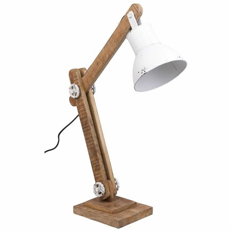 Flexo/Lampe de bureau Alexandra House Living Blanc Métal Fer Bois de manguier 22 x 79 x 17 cm