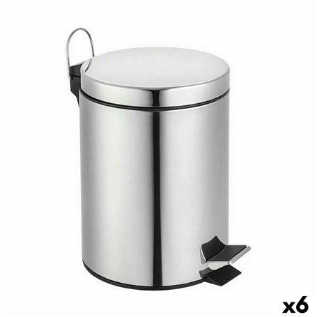 Seau à déchets avec pédale Confortime Argenté 5 L (6 Unités)