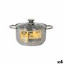 Casserole avec couvercle en verre Quttin New neron Acier 8 L (4 Unités)