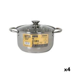 Casserole avec couvercle en verre Quttin New neron Acier 10 L (4 Unités)