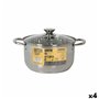 Casserole avec couvercle en verre Quttin New neron Acier 10 L (4 Unités)