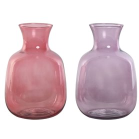 Vase Home ESPRIT Rose Lila Verre 19 x 19 x 36 cm (2 Unités)