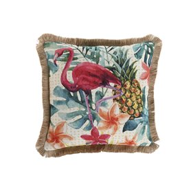 Coussin Home ESPRIT Frange Tropical 45 x 45 cm