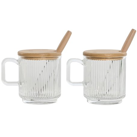 Sucrier Home ESPRIT Transparent Bambou Verre 350 ml 11
