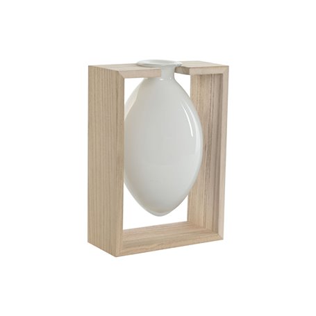 Vase Home ESPRIT Blanc Naturel Bois Verre 17 x 12 x 25 cm