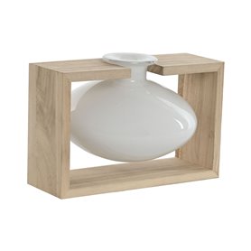 Vase Home ESPRIT Blanc Naturel Bois Verre 22 x 16 x 15 cm